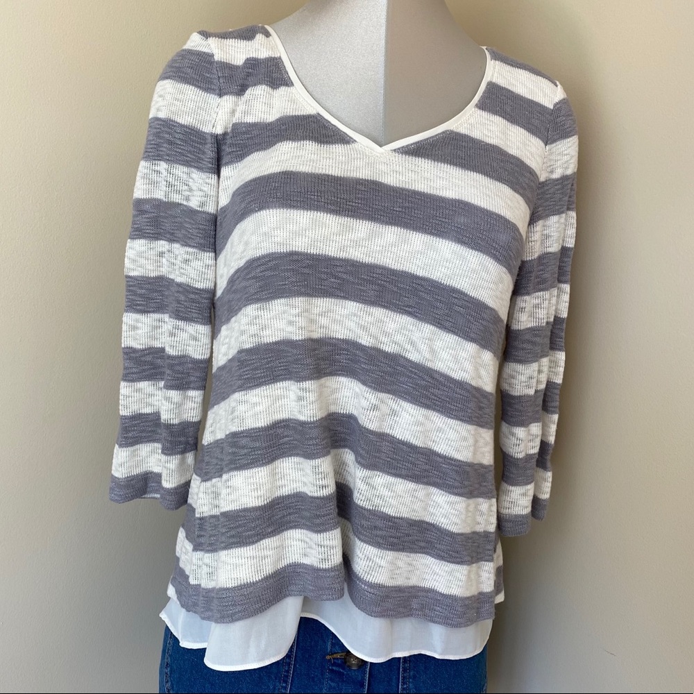White House Black Market stripe Long Sleeve Top - Picture 3 of 6